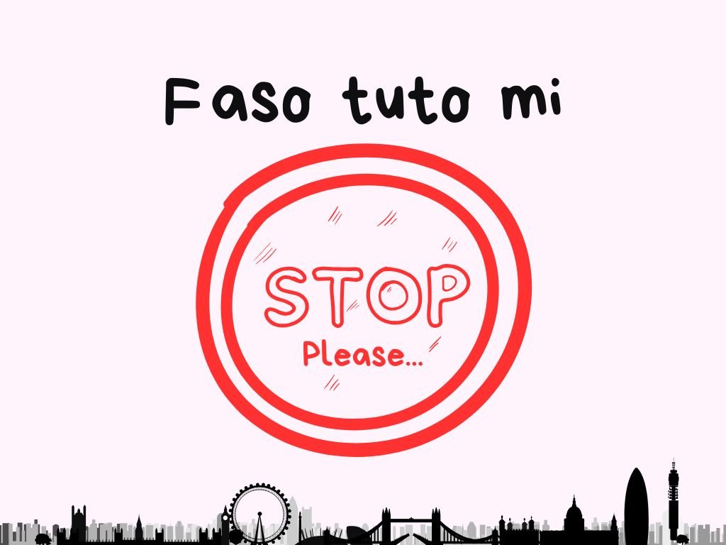 scritta "faso tuto mi" (dialetto veneto) con il segnale di stop disegnato con aggiunta "please"...